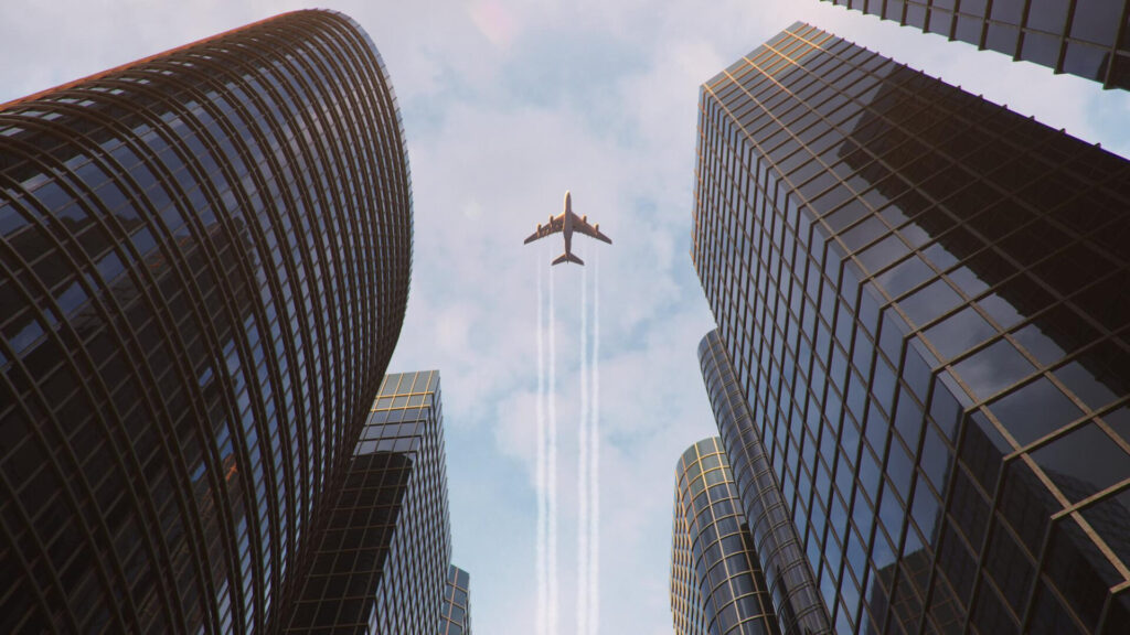 American Airlines with blue sky background